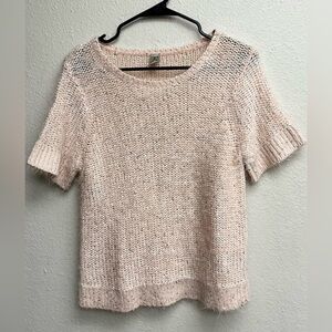 Women’s Sweater Blouse SS Piazza Italia Collection Blush Pink Sequins Juniors L